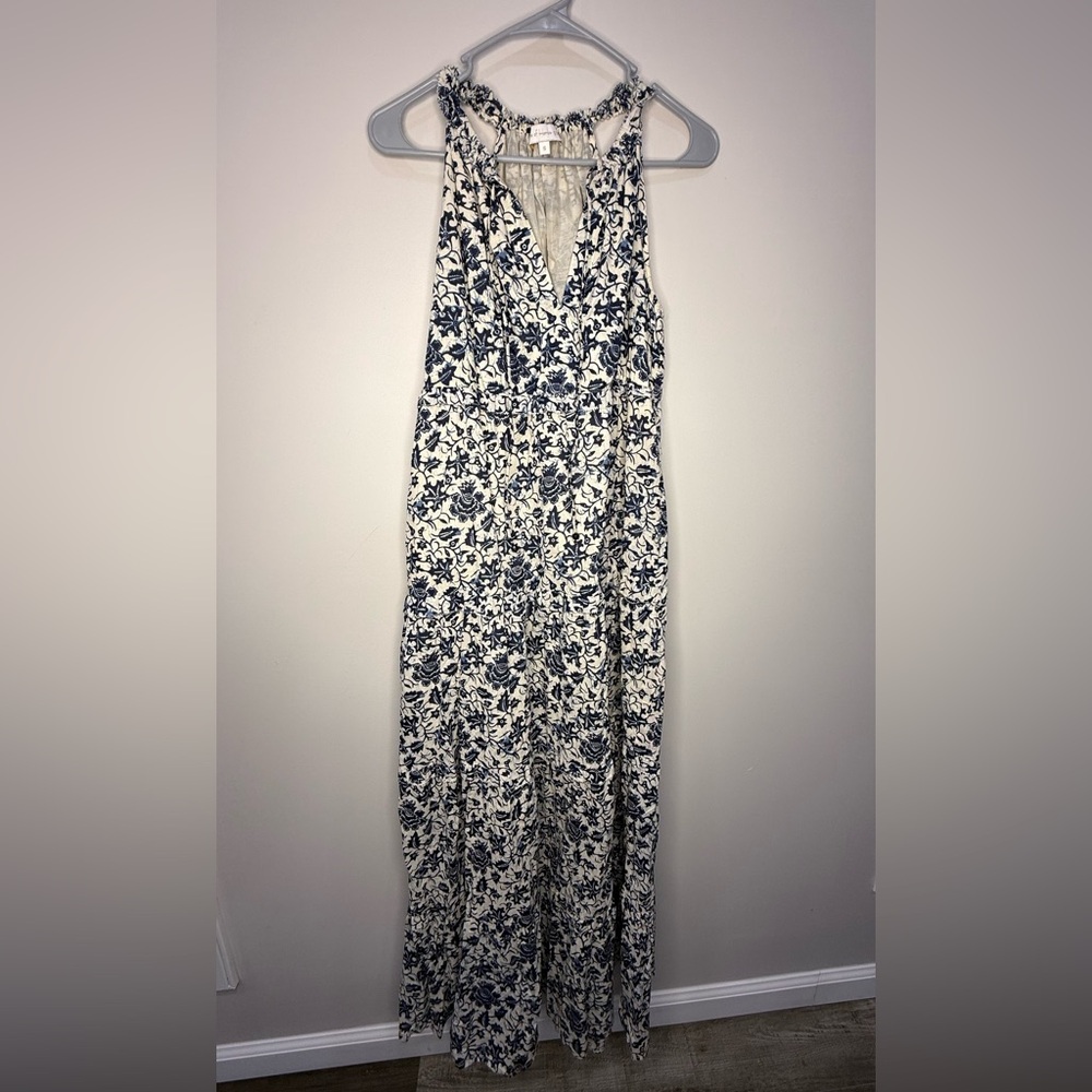 HOUSE OF HARLOW 1960 size STiered Bohemian Maxi Dress Cotton Blue  Floral